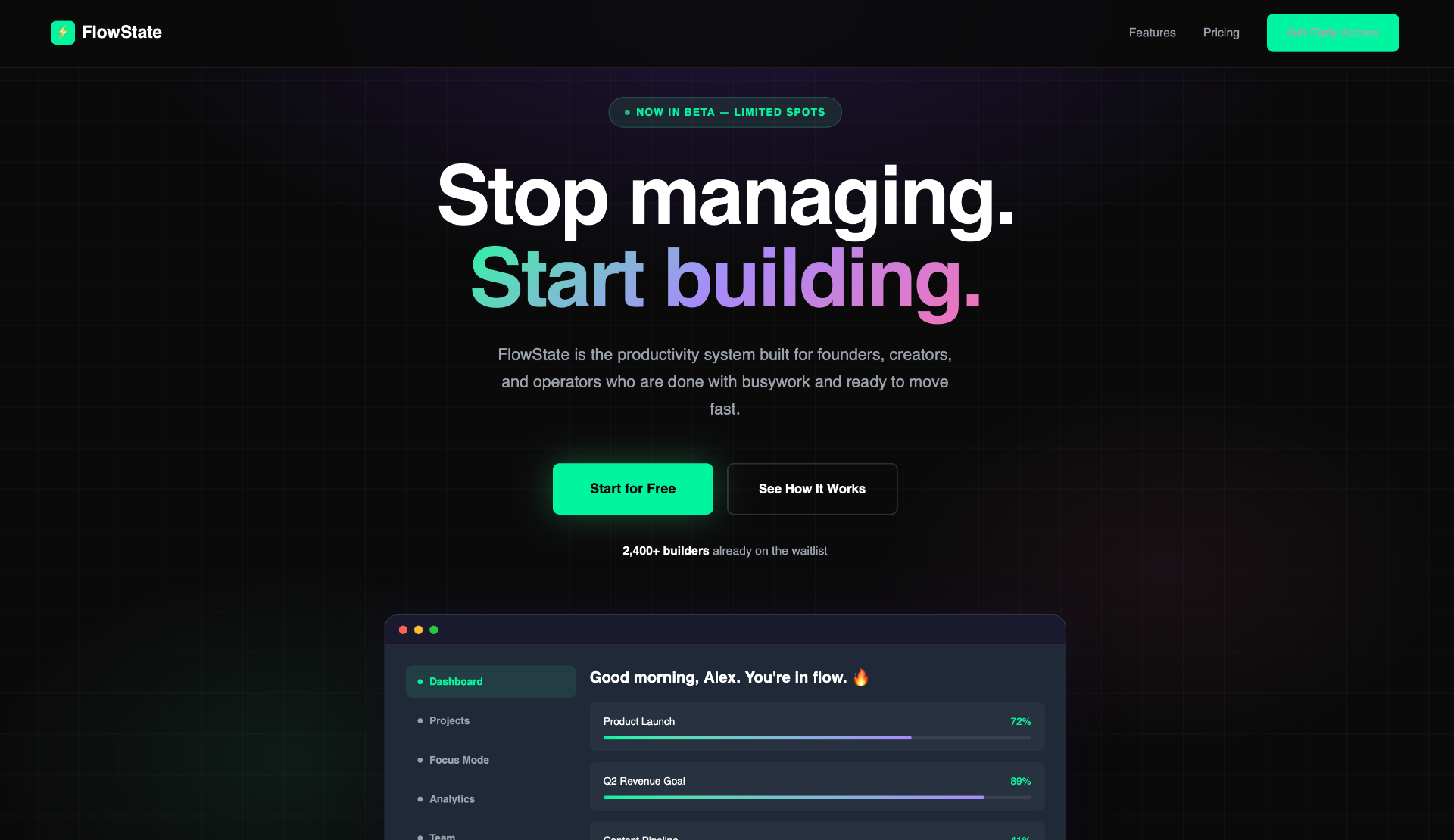 FlowState website preview